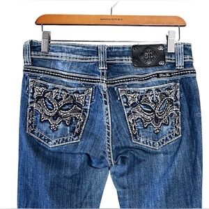 Vintage Miss Me Jeans Crystal Embellishef Boot Cut Denim Sz 28 Low Rise Western